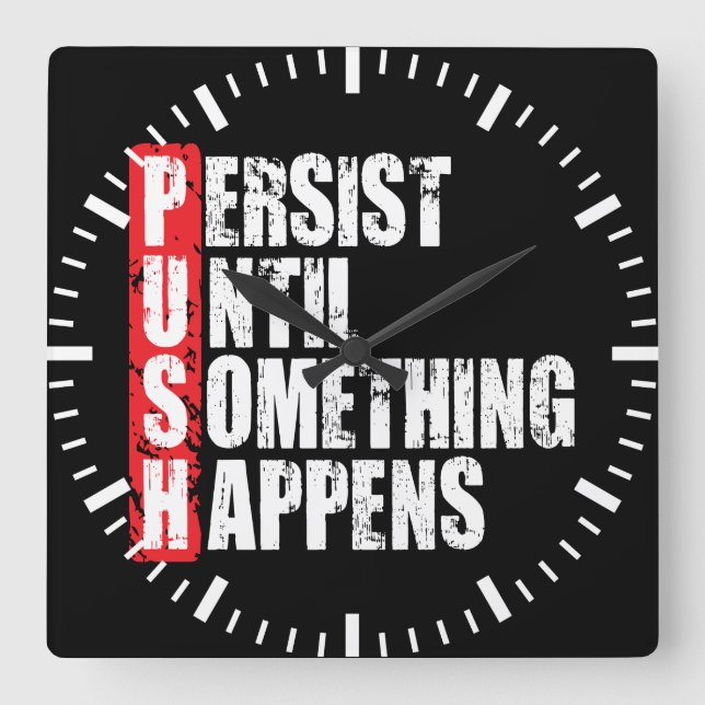 Fitness Workout Gym Motivation - Push Fyrkantig Klocka (Framsida)