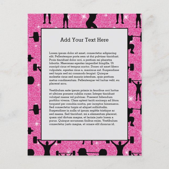 Fitness Workout Gym Sport Rosa Glitter Flygblad (Framsidan)