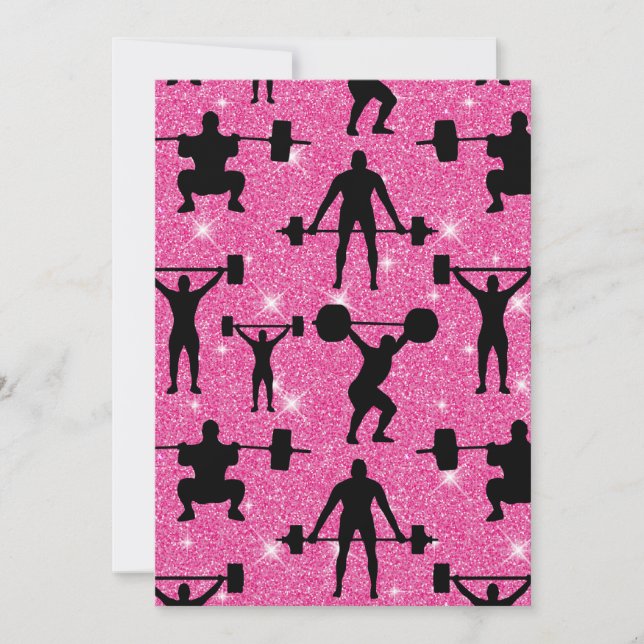 Fitness Workout Gym Sport Rosa Glitter Inbjudningar (Framsida)