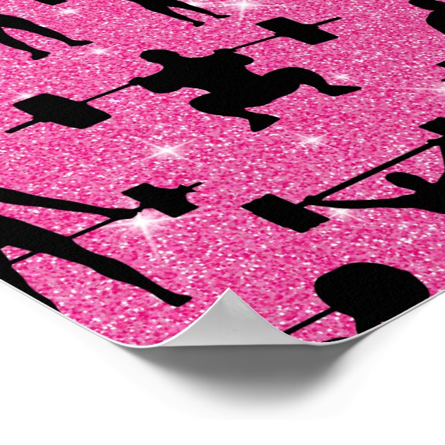 Fitness Workout Gym Sport Rosa Glitter Poster (Hörn)