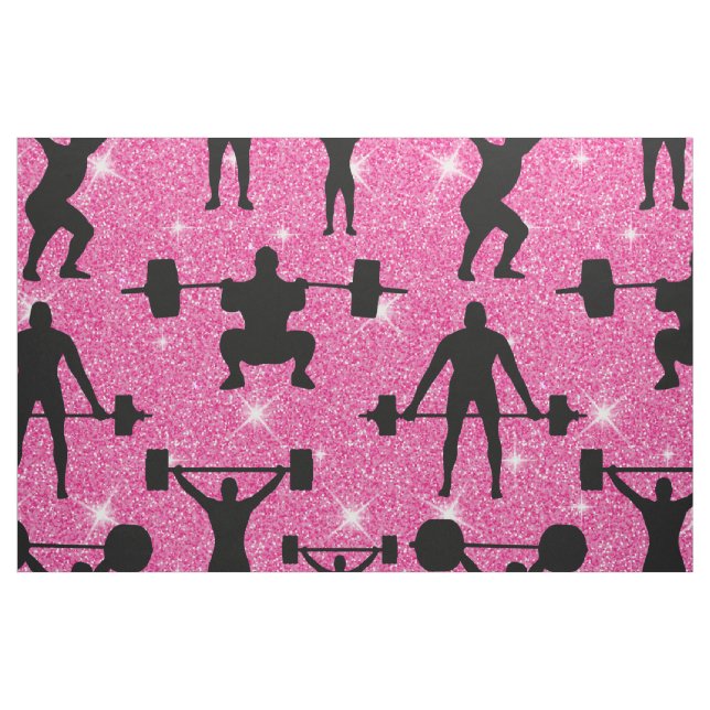 Fitness Workout Gym Sport Rosa Glitter Tyg (Fat Quarter)
