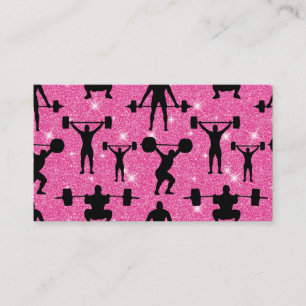 Fitness Workout Gym Sport Rosa Glitter Visitkort