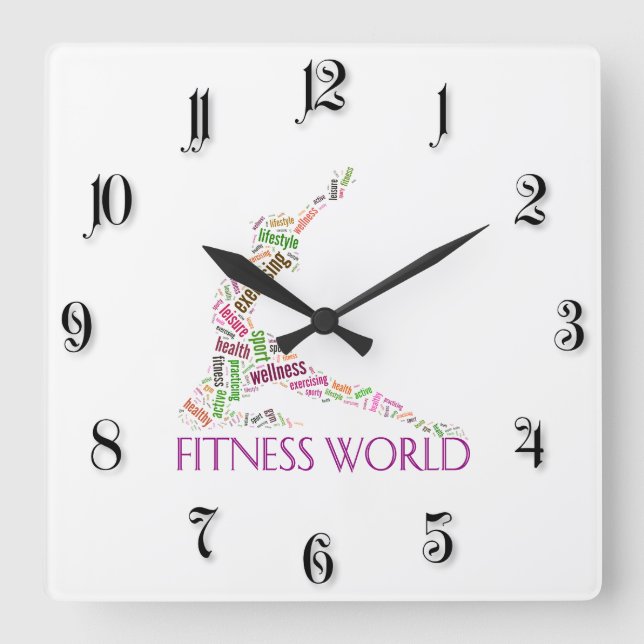Fitness World Fyrkantig Klocka (Framsida)