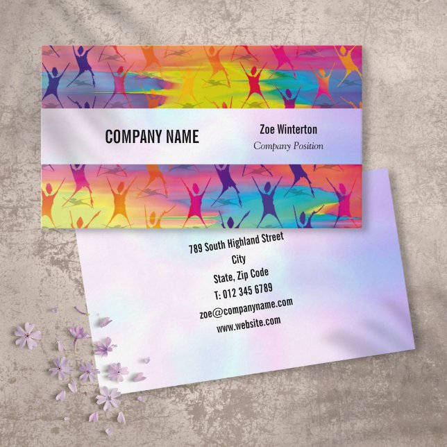 Fitnessdans Modern Iridescent Visitkort (Fitness Dancing Modern Iridescent Business Card)