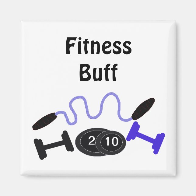 Fitnessentusiast med träningsutrustning magnet (Framsidan)