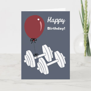 Fitnessstudio Hantel & Ballong Glad Födelsedag Kort
