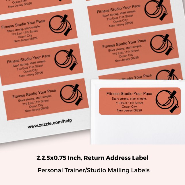 Fitnessstudio Hopprep Orange Returadress Etikett (2.25x0.75 Inch, Fitness Studio Skipping Rope Orange Return Address Label)