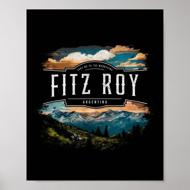Fitz Roy-bergen Argentina Vandring Utomhus Vinta Poster (Framsidan)