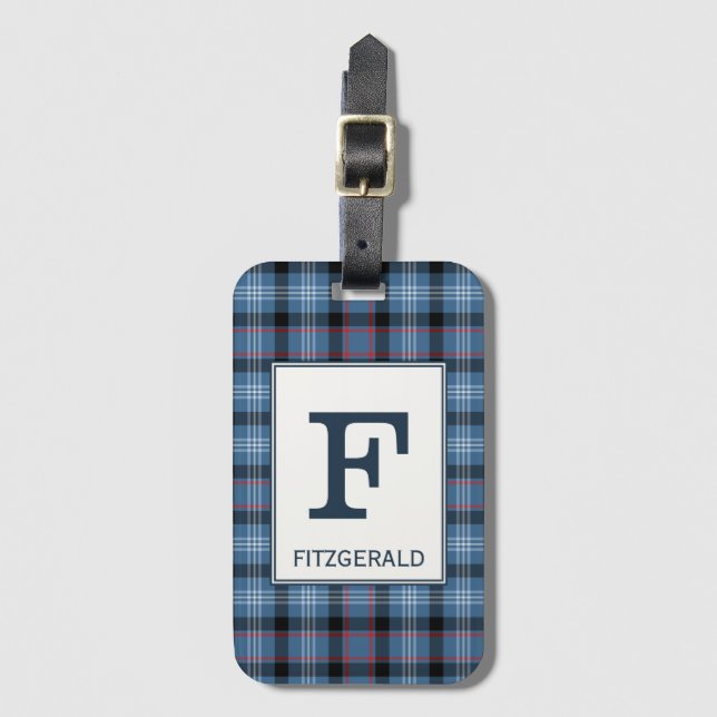 Fitzgerald Tartan Blue Play Mönster Bagagebricka (Framsida vertikal)