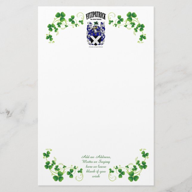 Fitzpatrick Headed Notepaper Stationery Brevpapper (Framsida)