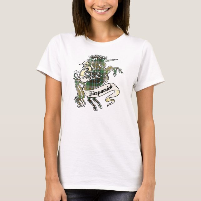 Fitzpatrick Tartan Unicorn Tee Shirt (Framsida)