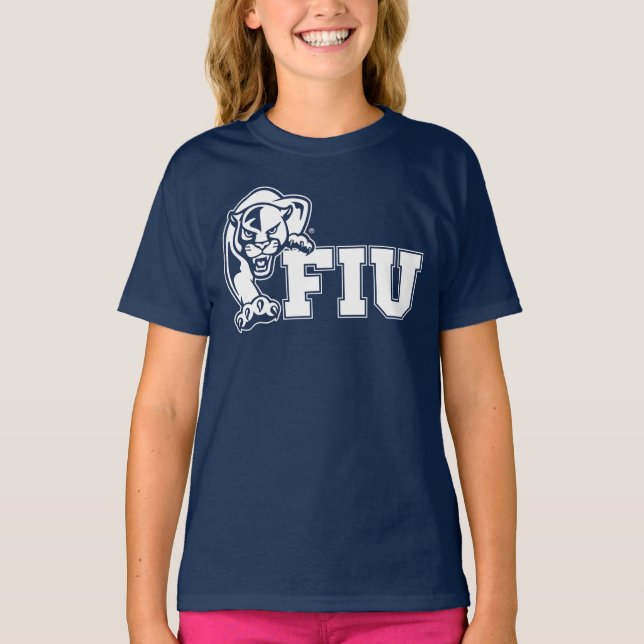 FIU-Pantrar - vit Logotyp T Shirt (Framsida)