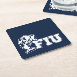 FIU-Pantrar - vit Logotyp Underlägg Papper Kvadrat