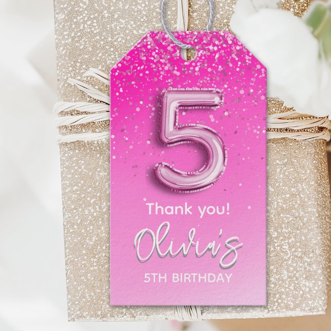 Five and Fabulous Pink Birthday Theme" Presentetikett (Skapare uppladdad)
