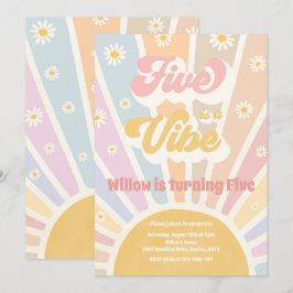 Five är en stämning Boho Solsken 5-års födelsedags Inbjudningar