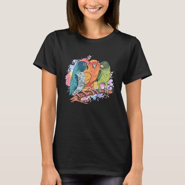 Five Artistic Parrot Rainbow Pet Birds for Ornitho T Shirt (Framsida)