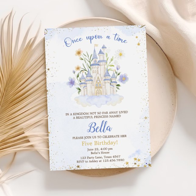 Five Ever A Princess  Castle 5th Birthday Party Inbjudningar (Skapare uppladdad)