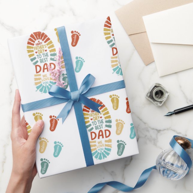 Five Footsteps Fatrhers Day Wrapping Paper Presentpapper (Gifting)