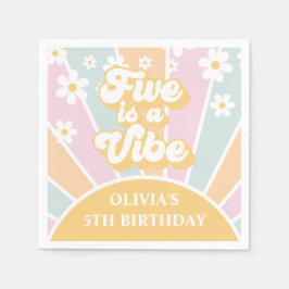 Five is a Vibe pastell Retro Sunshine tusenskönor Pappersservett