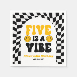 Five Is A Vibe Retro Fifth 5th Birthday Party Pappersservett