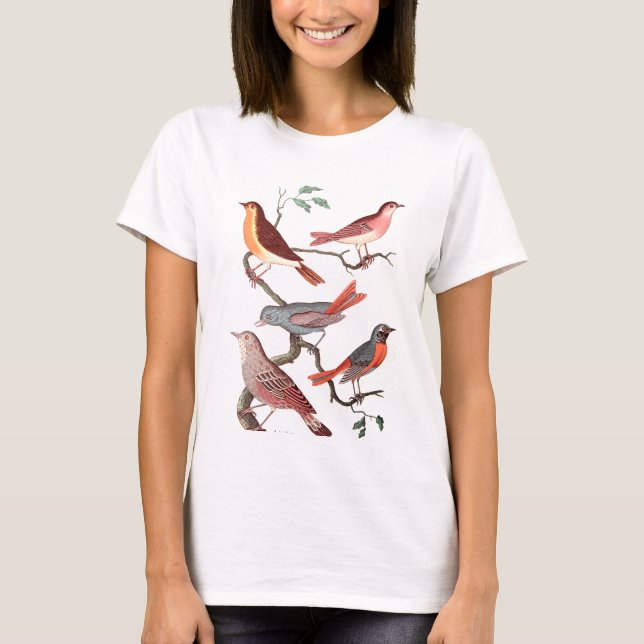 Five lovely vintage birds t shirt (Framsida)