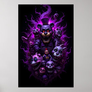 Five Nights at Freddys Animatronics med lila Poster