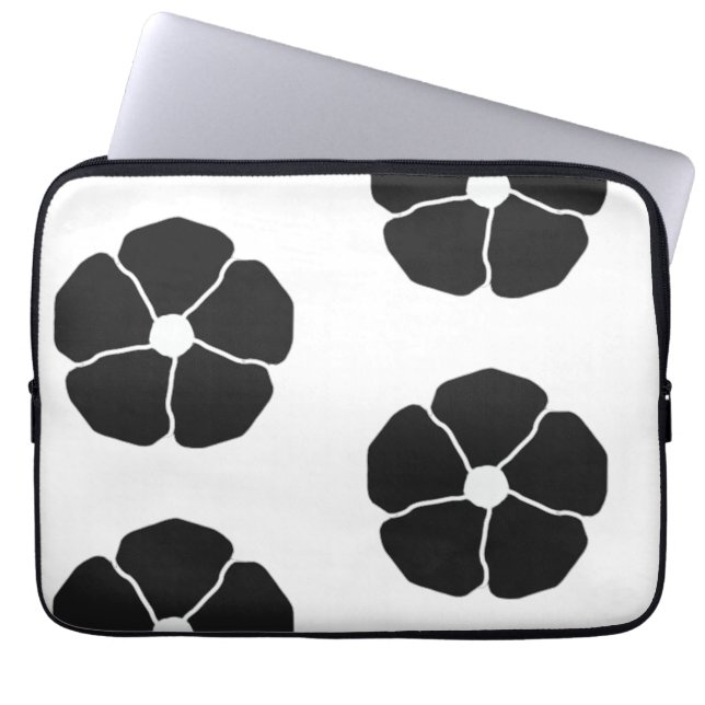 Five-Petal Black Flower Laptop Fodral (Framsidan)
