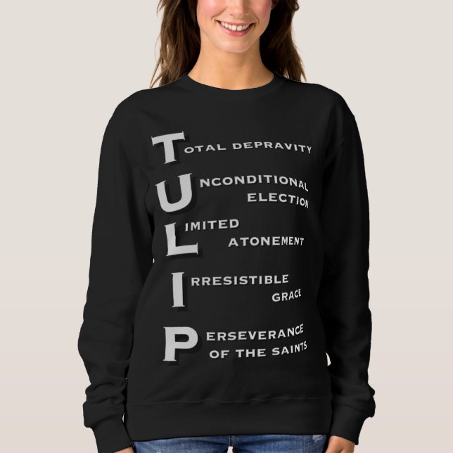 Five Points of Calvinism TULIP Acronym Christian G T Shirt (Framsida)