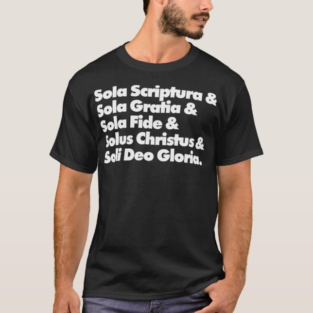 Five Solas Reformed Theology 5 Solas  T Shirt (Framsida)