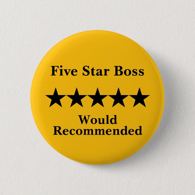 Five Star Boss Button Badge Recommended Knapp (Framsida)