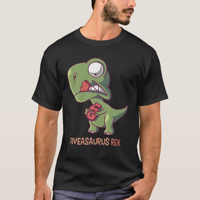 Fiveasaurus Rex I 5:e födelsedagen 5:e T Shirt (Framsida)