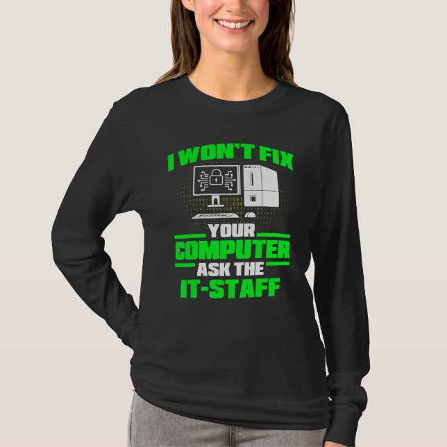Fix Computer Ask It Staff Cyber Warrior & Security T Shirt (Framsida)