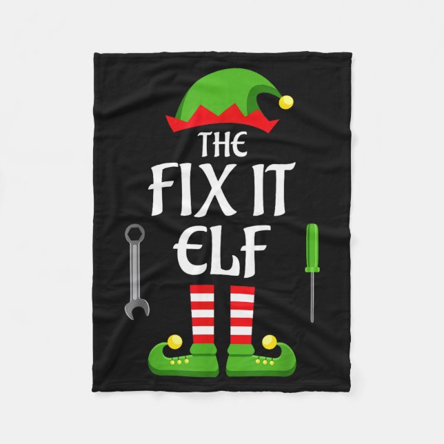 Fix It Elf Family Matching Group Christmas  Fleecefilt (Framsidan)