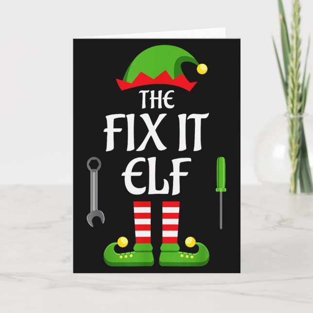 Fix It Elf Family Matching Group Christmas  Kort (Framsida)