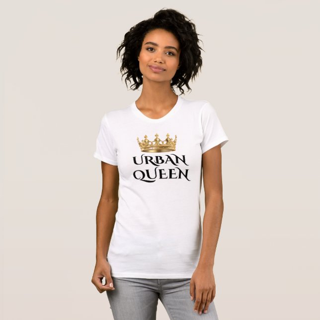 FIX YOUR CROWN Vit Onyx URBAN QUEEN Slank passform T Shirt (Hel framsida)