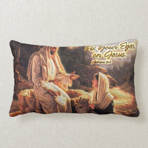 Fixa dina ögon på Jesus 1 kudder Lumbarkudde