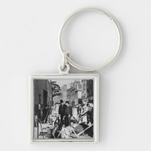 Fixa en leda i rör fyrkantig silverfärgad nyckelring