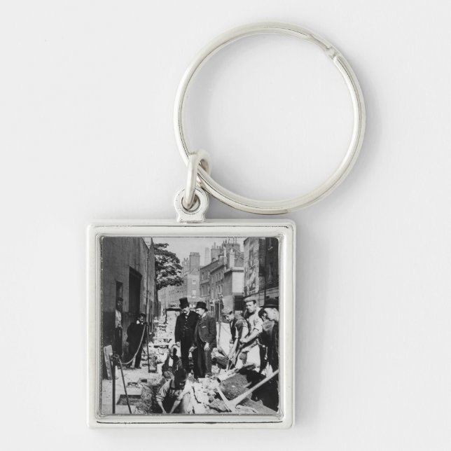 Fixa en leda i rör fyrkantig silverfärgad nyckelring (Framsidan)