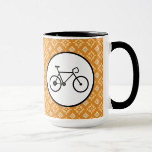 Fixie Bike Fixed Gear Bicycle på Orange Mönster Mugg