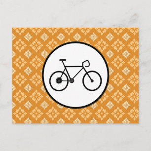Fixie Bike Fixed Gear Bicycle på Orange Mönster Vykort
