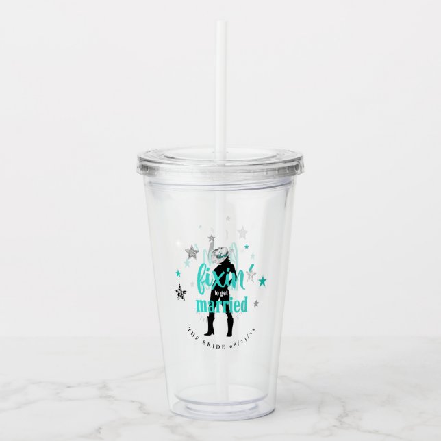 Fixin' Bruden Disco Sängkammarparty Teal ID925 Take Away Mugg (Framsida)