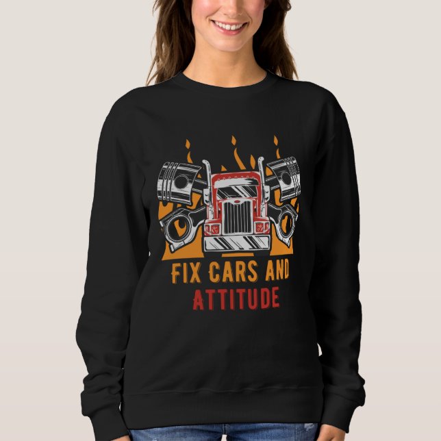 Fixin Cars and Attitudes Mechanic Dad Jokes Car Re T Shirt (Framsida)
