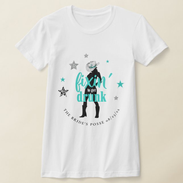 Fixin' Posse Disco Bachelorette Teal ID925 T Shirt (Laydown)