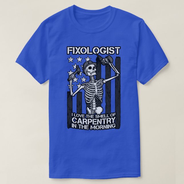 Fixolog Gothic Skeleton USA flagga Woodworking Ca T Shirt (Design framsida)
