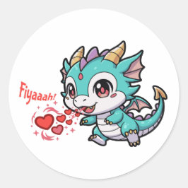 Fiyaaah Söt Baby Drak Chibi Anime Kawaii Hjärta Runt Klistermärke
