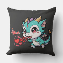 Fiyaaah Sött Baby Drak Chibi Anime Kawaii Hjärta Kudde