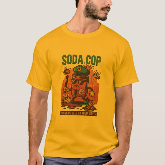 Fizz Force Soda Cop T-Shirt – Funny Retro (Framsida)