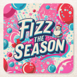 Fizz the Season Playful Christmas Coaster Underlägg Papper Kvadrat
