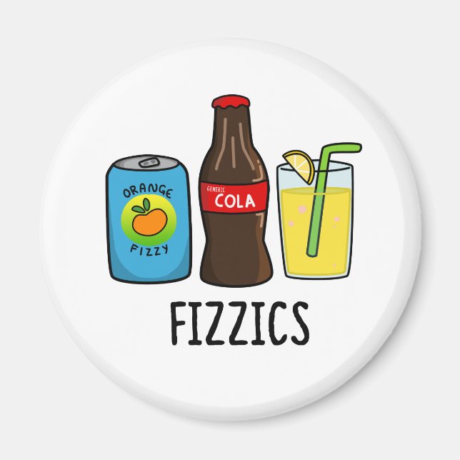 Fizzics Funny Fizzy Cola Drinks Pun Magnet (Framsidan)