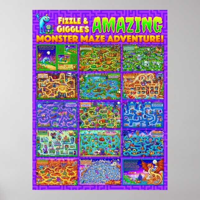 Fizzle & Giggles Fantastisk Monster Maze Poster (Framsidan)